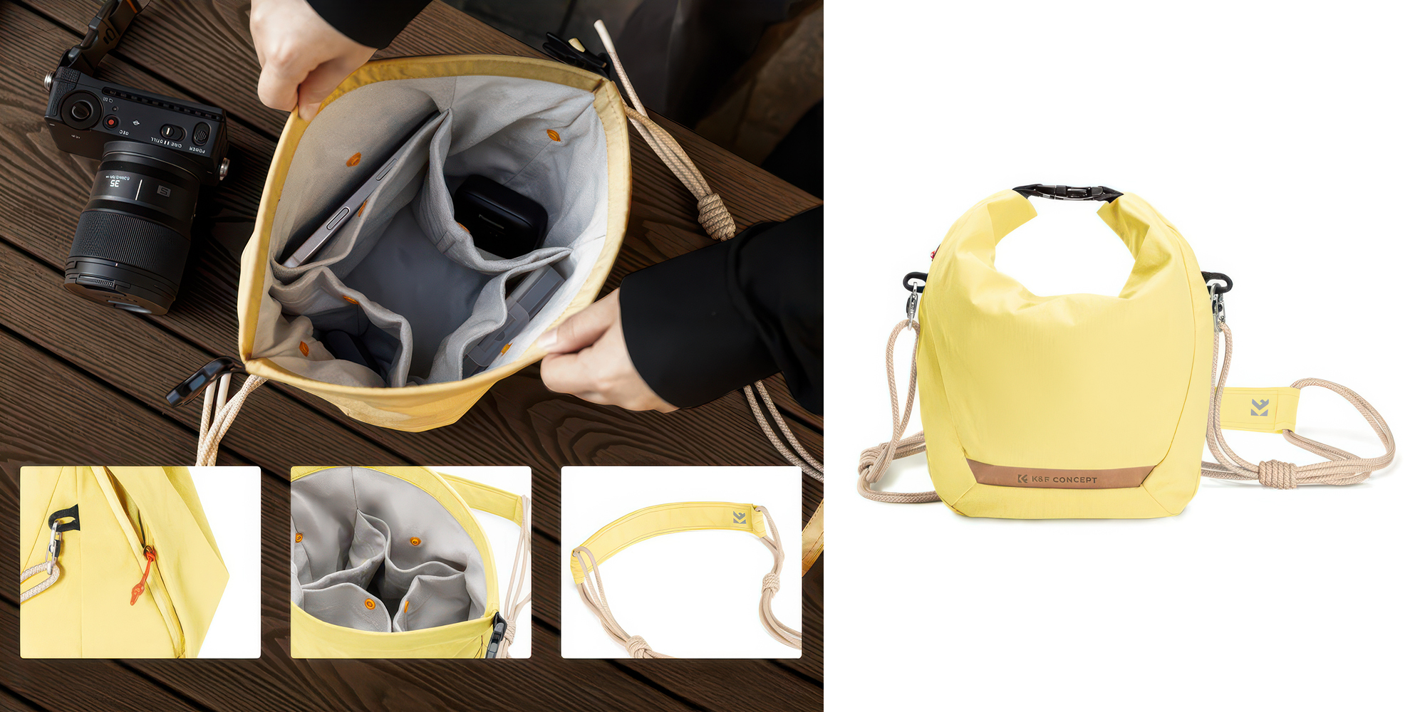 Torba fotograficzna K&F Concept Urban Wander Sling U11 5 l - żółta - Torba i pasek do aparatu w jednym